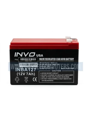 INVO 12V 7Ah Rechargeable Sealed Lead Acid Battery 