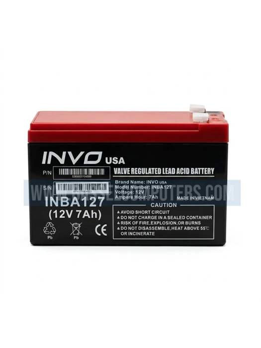 INVO 12V 7Ah Rechargeable Sealed Lead Acid Battery 