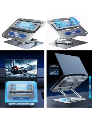 LZ-D21 Laptop Cooling Stand with Detachable Semiconductor Cooler, Adjustable & 360° Rotatable, Solid Carbon Steel