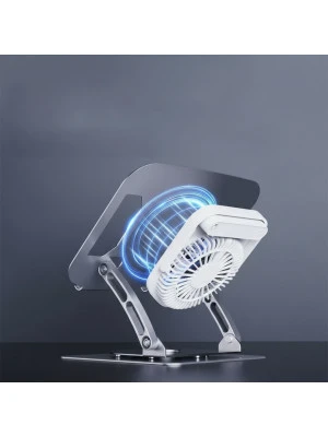 V6.1 Carbon Steel Laptop Stand with Magnetic Electric Cooling Fan – 360° Rotating