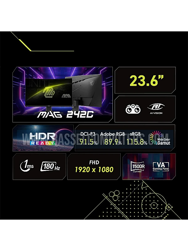 MSI MAG 242C 24" Curved Gaming Monitor – FHD 180Hz, 1ms, VA, FreeSync