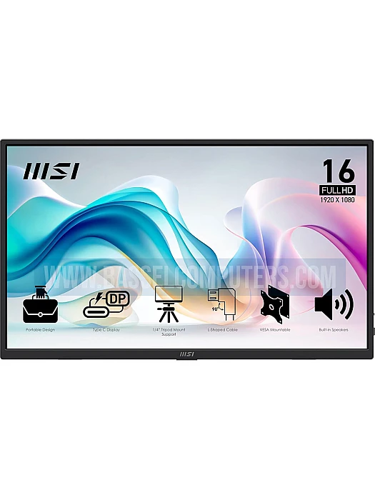 MSI PRO MP165 E6 15.6" FHD IPS Portable Monitor | Ultra Slim Business Screen