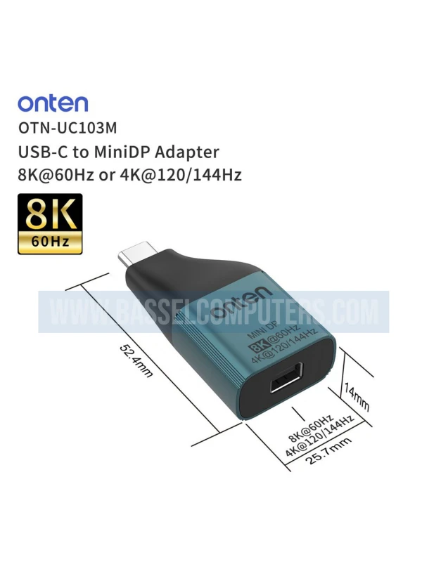 Onten USB-C to Mini DisplayPort Adapter 8K 60Hz / 4K 144Hz | OTN-UC103M