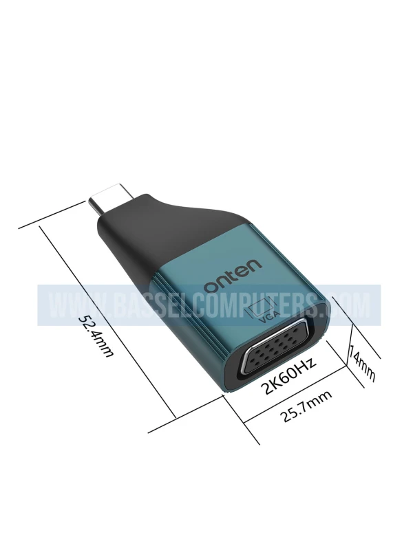 Onten OTN-UC105 USB-C to VGA Adapter | 2K@60Hz Type-C Display Converter
