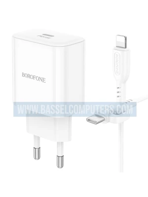 Borofone BA81A 20W PD USB-C Fast Wall Charger Set with 1M USB-C to Lightning Cable (EU Plug) - Speedy Charger for iPhone/iPad