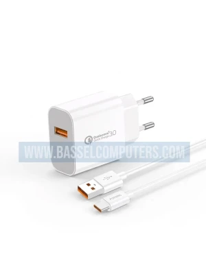 Foneng EU46 18W Fast Charger with USB-C Cable | QC 3.0 Wall Adapter