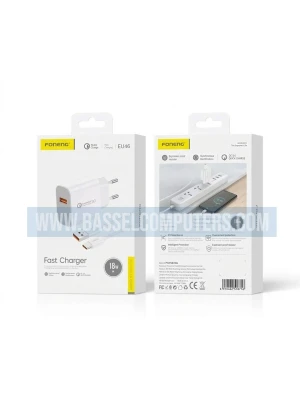 Foneng EU46 18W Fast Charger with USB-C Cable | QC 3.0 Wall Adapter