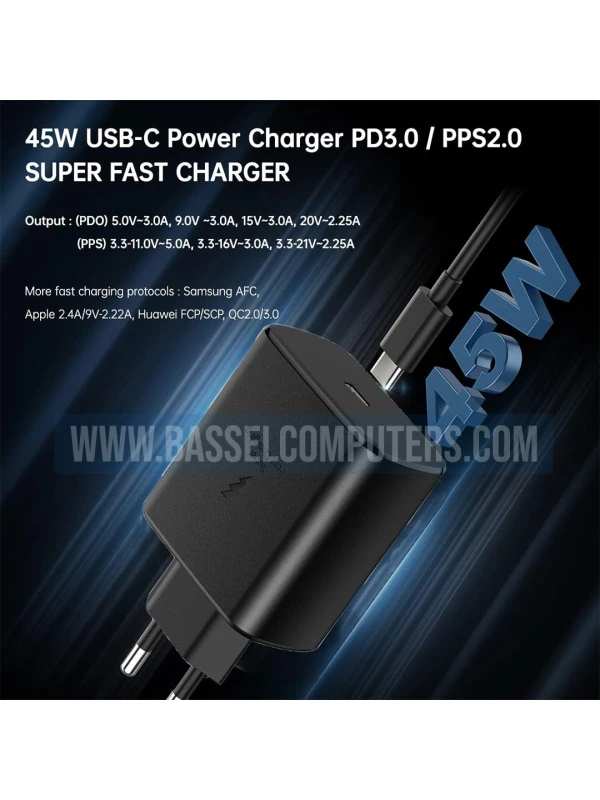 Samsung 45W USB-C Super Fast Charger – PD Power Adapter EU Plug with Type-C Cable