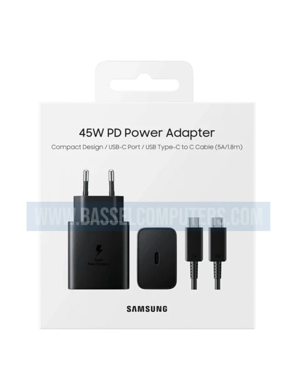 Samsung 45W USB-C Super Fast Charger – PD Power Adapter EU Plug with Type-C Cable