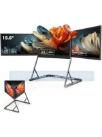 15.6" Quad Screen Portable Monitor for Laptop | Foldable Triple IPS Displays | 1 Cable for 3 Screens | Full HD 1080P