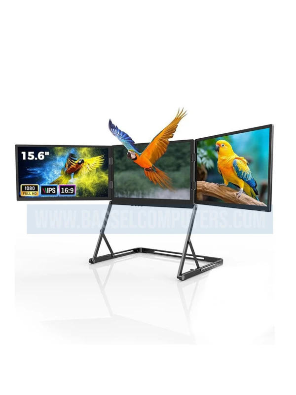 15.6" Quad Screen Portable Monitor for Laptop | Foldable Triple IPS Displays | 1 Cable for 3 Screens | Full HD 1080P