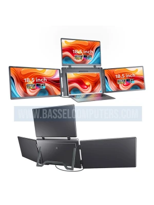 Portable 18.5" Quad Screen Monitor for Laptop | Triple IPS Displays | 1080p Full HD | Single USB-C Setup