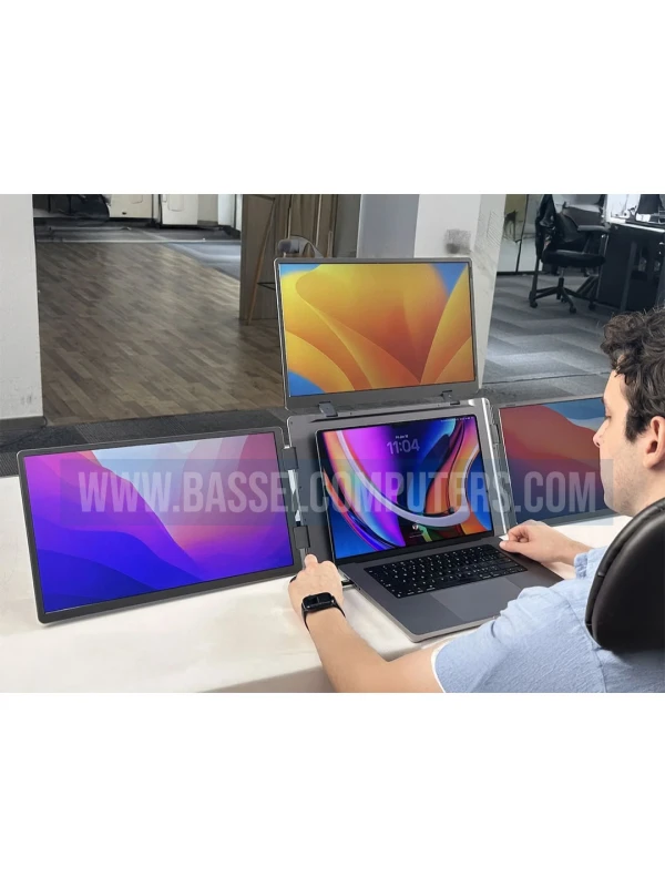 Portable 18.5" Quad Screen Monitor for Laptop | Triple IPS Displays | 1080p Full HD | Single USB-C Setup