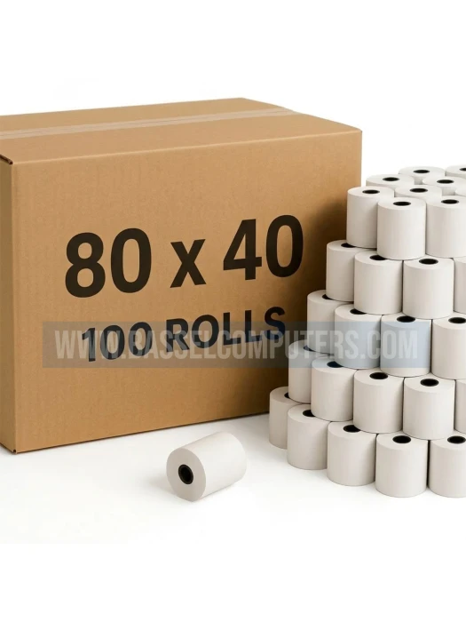 Thermal Receipt Rolls 80mm x 40mm – Box of 100 Rolls | POS & Receipt Printer Paper