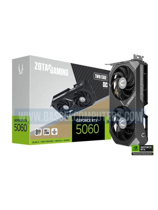 ZOTAC GAMING GeForce RTX 5060 8GB Twin Edge OC Graphics Card – DLSS 4, Ray Tracing, Dual Fan GPU