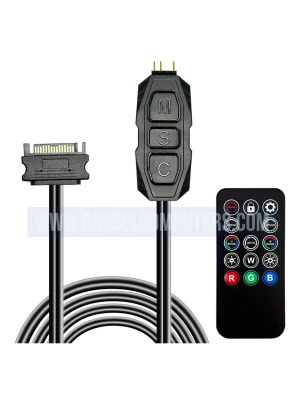 ARGB Controller 5V 3 Pin RGB Controller Cable,SATA Power RGB Fan Controller with 14 Key Remote Control Switch