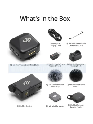 DJI Mic Mini (1 TX + 1 RX), Wireless Lavalier Microphone for iPhone/Camera/Android, Ultralight, Detail-Rich Audio, Noise Cancelling, Automatic Limiting, Vlog, Streaming, 400m Transmission