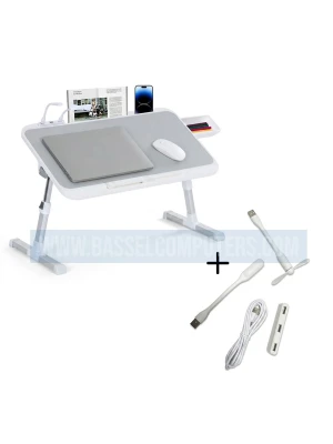Premium Adjustable Laptop Desk Table – USB Fan, LED Light & USB Hub Included