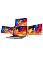 14" Inch Portable Quad Screen Laptop Monitor Extender - Just 1 Cable for 3 Screens