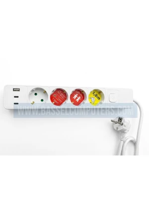 INVO 4-Socket Power Extension Strip 1.8M with USB-A & Dual USB-C | 3G x 1.5mm² Cable | 3500W 