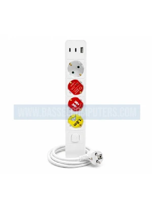 INVO 4-Socket Power Extension Strip 1.8M with USB-A & Dual USB-C | 3G x 1.5mm² Cable | 3500W 