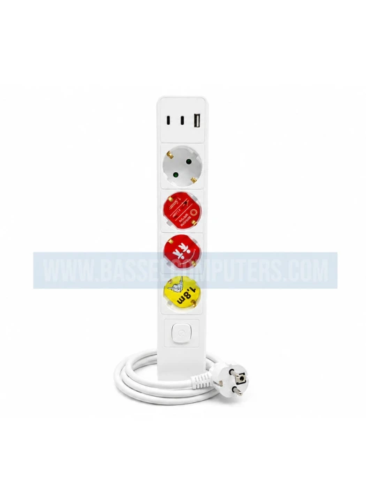 INVO 4-Socket Power Extension Strip 1.8M with USB-A & Dual USB-C | 3G x 1.5mm² Cable | 3500W 