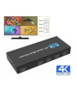 4K HDMI MULTI-VIEWER SWITCH 4X1 QUAD SEAMLESS CONVERTER 4 IN 1