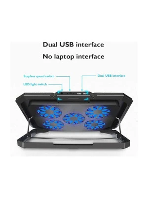NOTEBOOK GAMING LAPTOP COOLING PAD STAND -5 -FANS -RGB SIDE LIGHTS