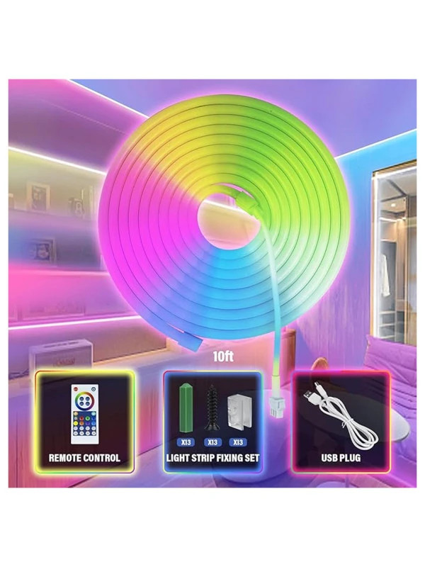 NEON ROPE LIGHT 5M IC NEON LED LIGHTS WITH MUSIC SYNC,IP67 WATERPROOF FLEXIBLE NEON LED STRIP