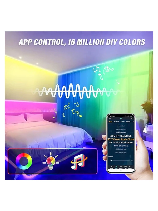 NEON ROPE LIGHT 5M IC NEON LED LIGHTS WITH MUSIC SYNC,IP67 WATERPROOF FLEXIBLE NEON LED STRIP