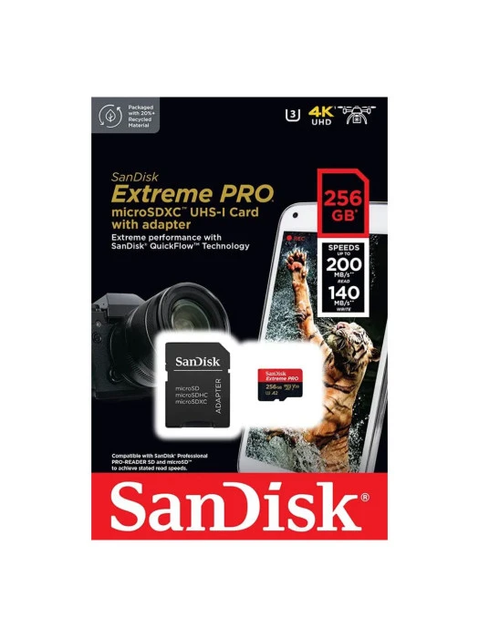 SanDisk 4k Micro Mini SD 256GB Extreme PRO Memory Card 200MB/s