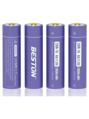Beston 1.5v AA Rechargeable Lithium Batteries 2800mWh - 4 cell Pack - 